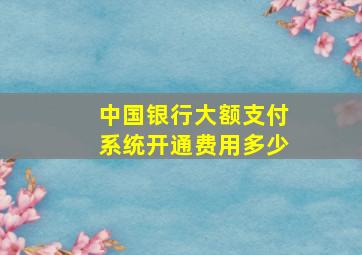 中国银行大额支付系统开通费用多少