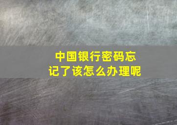 中国银行密码忘记了该怎么办理呢