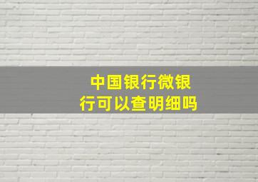 中国银行微银行可以查明细吗