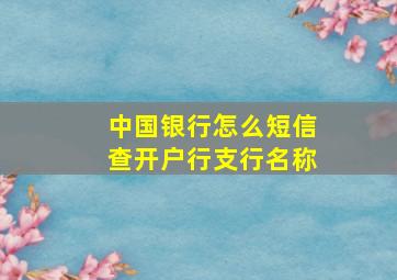 中国银行怎么短信查开户行支行名称