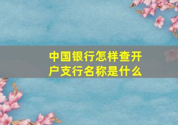 中国银行怎样查开户支行名称是什么