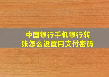 中国银行手机银行转账怎么设置用支付密码