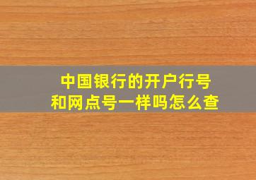 中国银行的开户行号和网点号一样吗怎么查