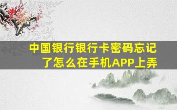 中国银行银行卡密码忘记了怎么在手机APP上弄