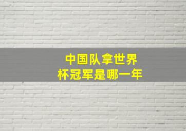 中国队拿世界杯冠军是哪一年