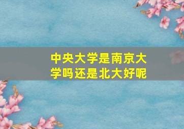 中央大学是南京大学吗还是北大好呢