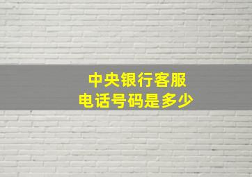 中央银行客服电话号码是多少