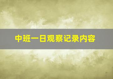 中班一日观察记录内容