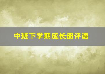 中班下学期成长册评语