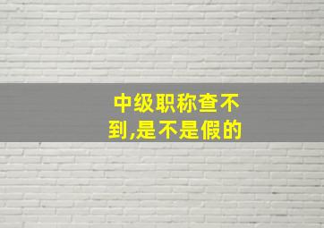 中级职称查不到,是不是假的