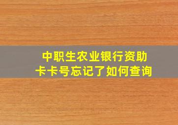 中职生农业银行资助卡卡号忘记了如何查询