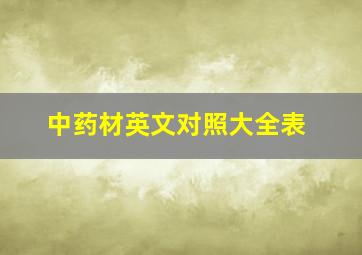 中药材英文对照大全表