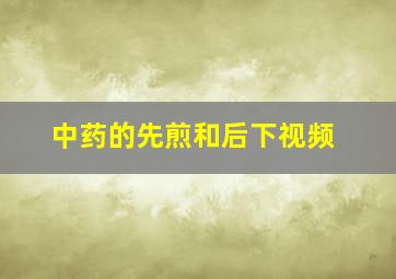 中药的先煎和后下视频