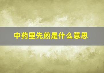 中药里先煎是什么意思