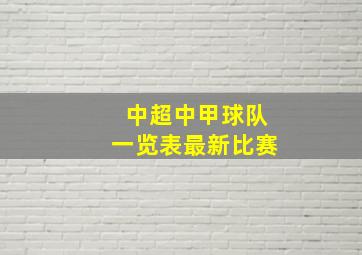 中超中甲球队一览表最新比赛