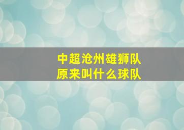 中超沧州雄狮队原来叫什么球队