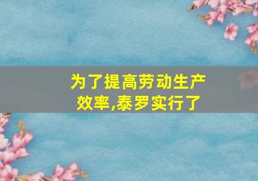 为了提高劳动生产效率,泰罗实行了