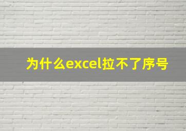 为什么excel拉不了序号