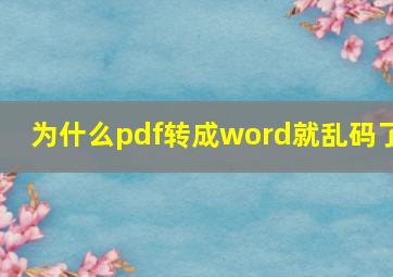 为什么pdf转成word就乱码了