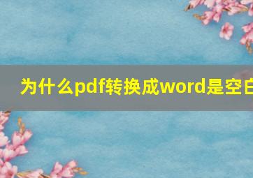 为什么pdf转换成word是空白