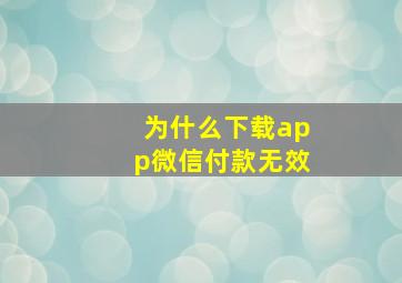 为什么下载app微信付款无效