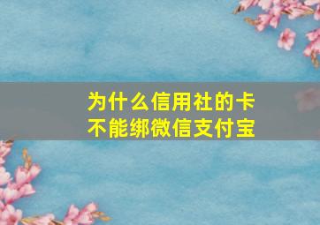 为什么信用社的卡不能绑微信支付宝