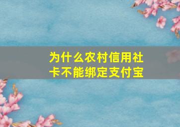 为什么农村信用社卡不能绑定支付宝