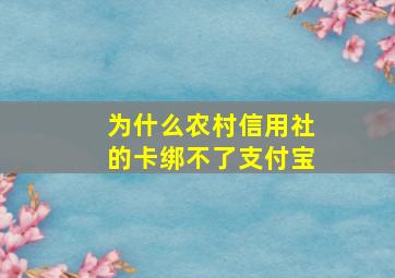 为什么农村信用社的卡绑不了支付宝