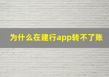 为什么在建行app转不了账