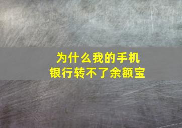 为什么我的手机银行转不了余额宝