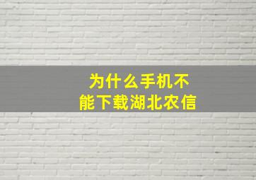 为什么手机不能下载湖北农信