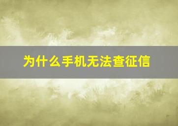 为什么手机无法查征信