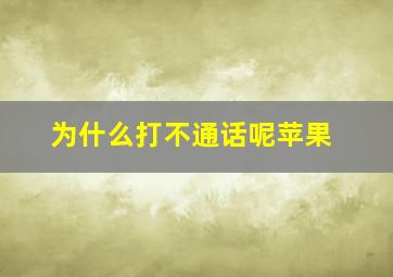 为什么打不通话呢苹果