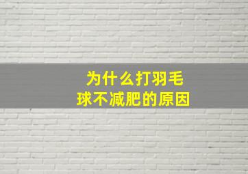 为什么打羽毛球不减肥的原因