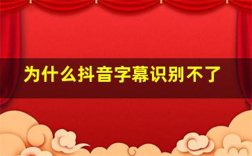 为什么抖音字幕识别不了