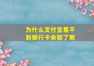 为什么支付宝看不到银行卡余额了呢