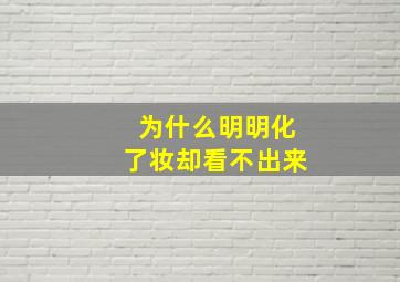 为什么明明化了妆却看不出来