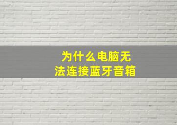 为什么电脑无法连接蓝牙音箱