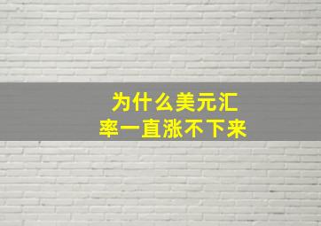 为什么美元汇率一直涨不下来