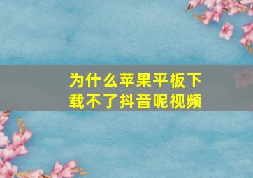 为什么苹果平板下载不了抖音呢视频