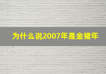 为什么说2007年是金猪年