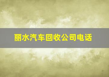 丽水汽车回收公司电话