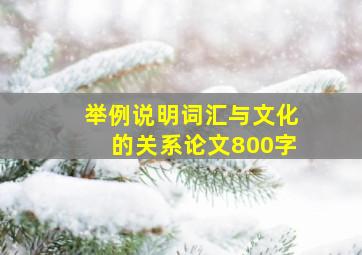 举例说明词汇与文化的关系论文800字