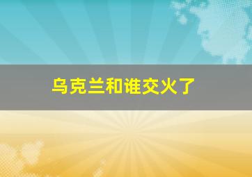 乌克兰和谁交火了