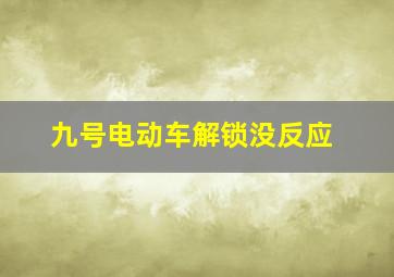 九号电动车解锁没反应