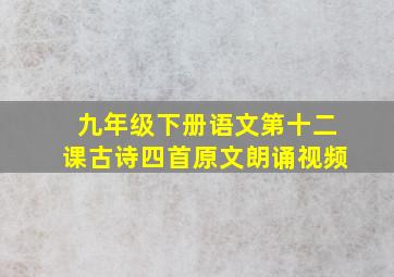 九年级下册语文第十二课古诗四首原文朗诵视频