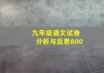 九年级语文试卷分析与反思800