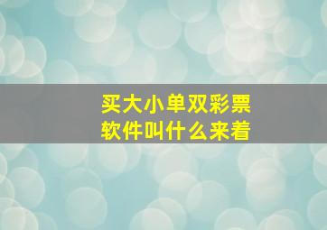 买大小单双彩票软件叫什么来着