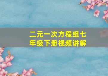 二元一次方程组七年级下册视频讲解