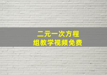 二元一次方程组教学视频免费